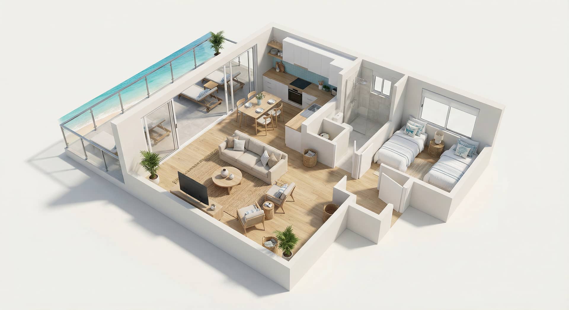 2 Bed / 1 Bath floor plan